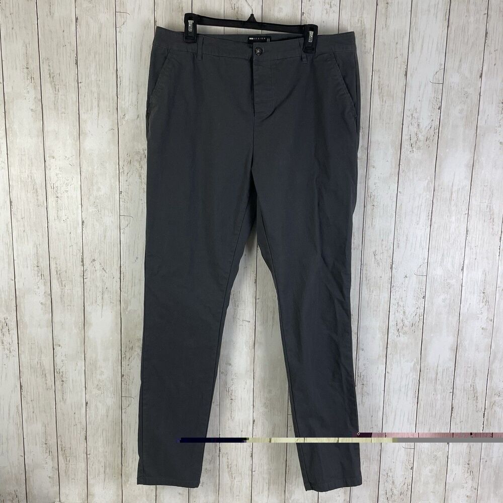 ASOS Chinos Straight Leg Casual Button Fly Pants Gray Cotton Blend W38 L34